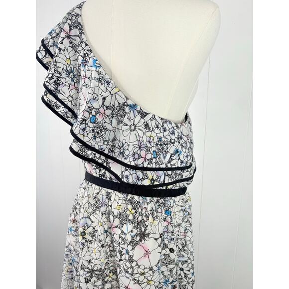 Likely Contour Daisy One Shoulder Ruffle Dress Size 12 White - Picture 8 of 9